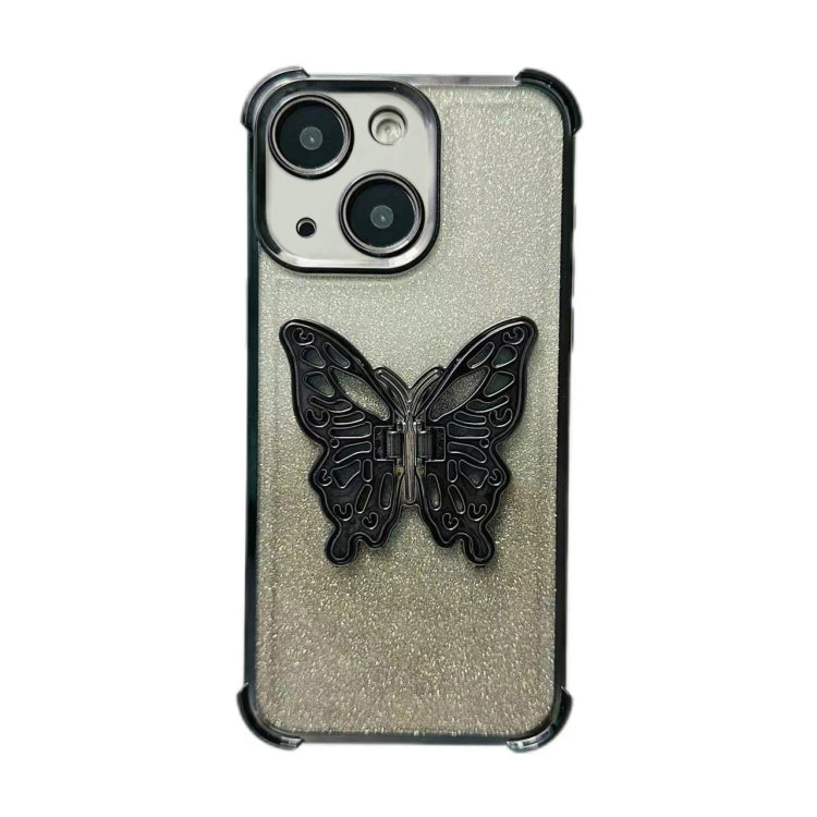 Electroplated Glitter 3D Butterfly Four-corner Shockproof TPU Phone Case, For iPhone 15 Pro Max, For iPhone 15 Pro, For iPhone 15 Plus, For iPhone 15