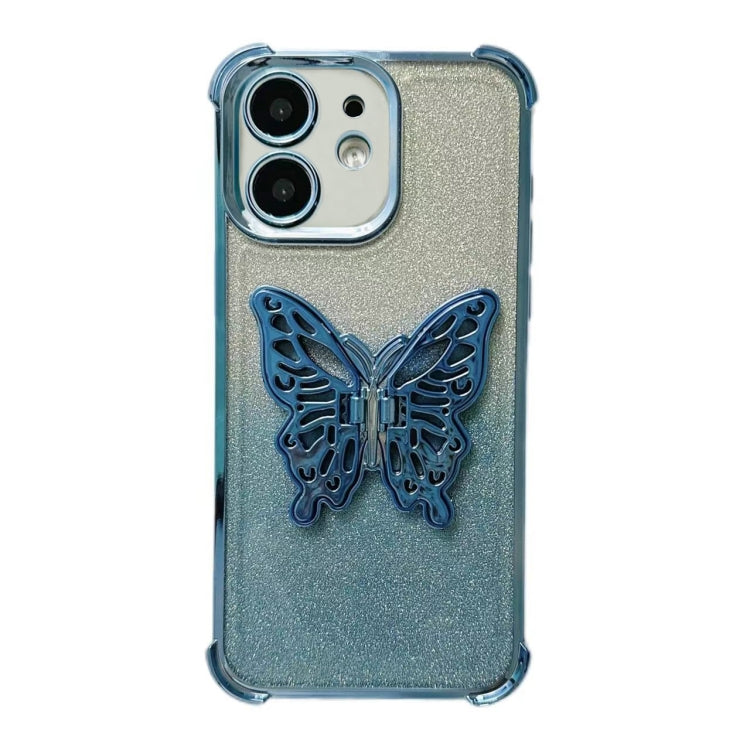 Electroplated Glitter 3D Butterfly Four-corner Shockproof TPU Phone Case, For iPhone 13 Pro Max, For iPhone 13 Pro, For iPhone 13, For iPhone 12, For iPhone 12 Pro Max, For iPhone 12 Pro