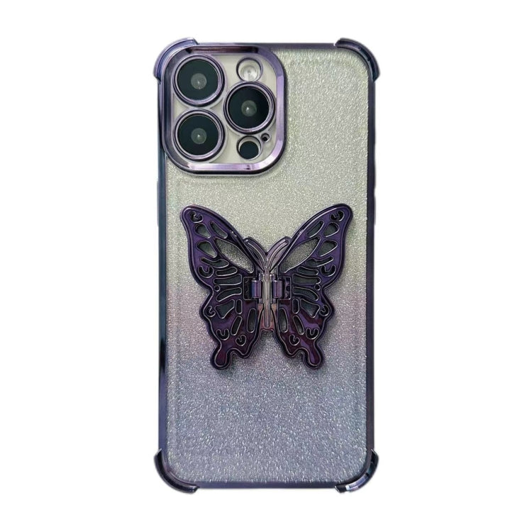 Electroplated Glitter 3D Butterfly Four-corner Shockproof TPU Phone Case, For iPhone 13 Pro Max, For iPhone 13 Pro, For iPhone 13, For iPhone 12, For iPhone 12 Pro Max, For iPhone 12 Pro