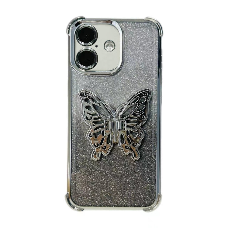 Electroplated Glitter 3D Butterfly Four-corner Shockproof TPU Phone Case, For iPhone 16 Pro Max, For iPhone 16 Pro, For iPhone 16 Plus, For iPhone 16, For iPhone 15 Pro Max, For iPhone 15 Pro