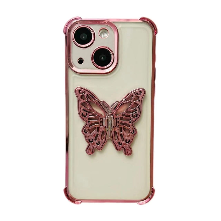 Electrpolated 3D Butterfly Holder TPU Phone Case, For iPhone 15 Pro Max, For iPhone 15 Pro, For iPhone 15 Plus, For iPhone 15