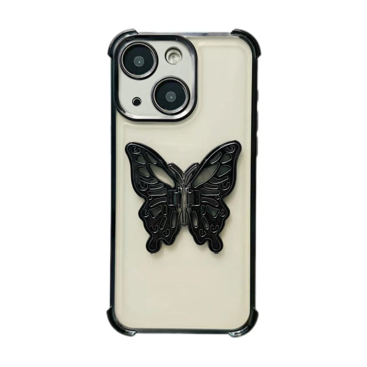 Electrpolated 3D Butterfly Holder TPU Phone Case, For iPhone 15 Pro Max, For iPhone 15 Pro, For iPhone 15 Plus, For iPhone 15