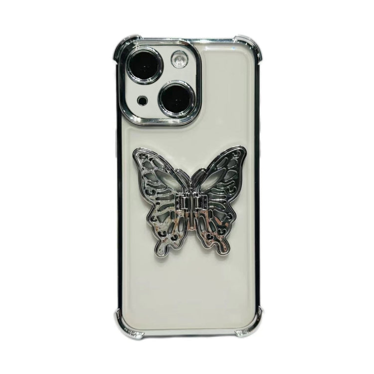 Electrpolated 3D Butterfly Holder TPU Phone Case, For iPhone 15 Plus, For iPhone 15, For iPhone 14 Plus, For iPhone 14, For iPhone 14 Pro, For iPhone 14 Pro Max