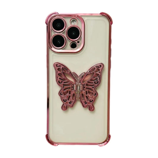 Electrpolated 3D Butterfly Holder TPU Phone Case, For iPhone 11 Pro, For iPhone XR, For iPhone XS Max, For iPhone 7 / 8 / SE 2022