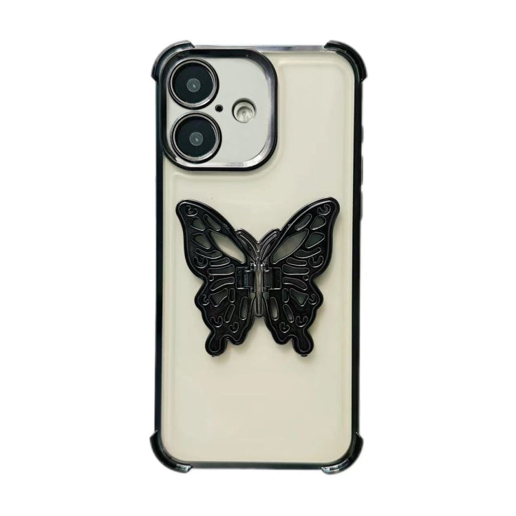 Electrpolated 3D Butterfly Holder TPU Phone Case, For iPhone 16 Pro Max, For iPhone 16 Pro, For iPhone 16 Plus, For iPhone 16, For iPhone 15 Pro Max, For iPhone 15 Pro