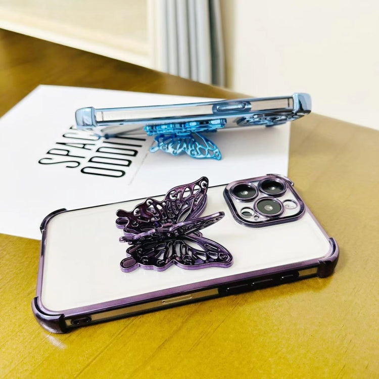 Electrpolated 3D Butterfly Holder TPU Phone Case, For iPhone 11 Pro, For iPhone XR, For iPhone XS Max, For iPhone 7 / 8 / SE 2022