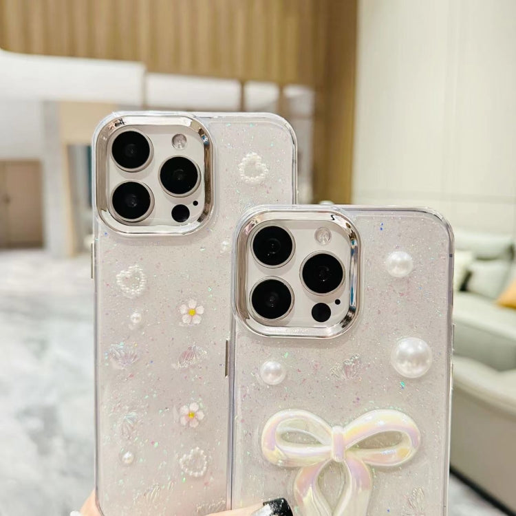 3D Bow Pearl Love Flower TPU Phone Case, For iPhone 16 Pro Max, For iPhone 16 Pro, For iPhone 16 Plus, For iPhone 16, For iPhone 15 Pro Max, For iPhone 15 Pro, For iPhone 15 Plus, For iPhone 15, For iPhone 14 Plus, For iPhone 14, For iPhone 14 Pro