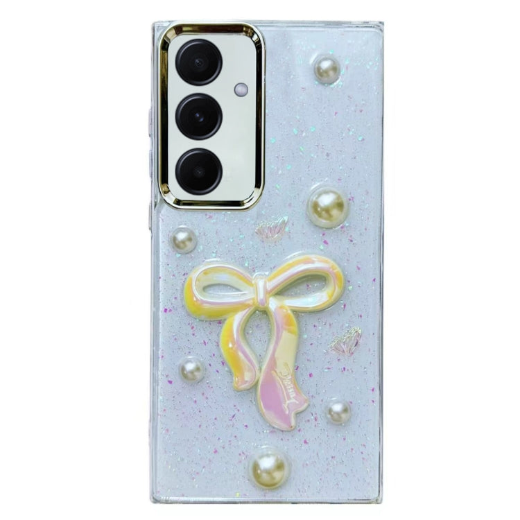 Three-dimensional Bow Pearl Love Flower TPU  Phone Case, For Samsung Galaxy S25 Ultra 5G, For Samsung Galaxy A16 5G, For Samsung Galaxy S24 FE 5G, For Samsung Galaxy A55, For Samsung Galaxy A35, For Samsung Galaxy S24 Ultra 5G, For Samsung Galaxy S24+ 5G