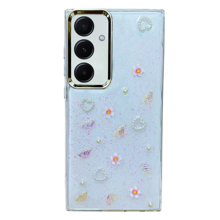 Three-dimensional Bow Pearl Love Flower TPU  Phone Case, For Samsung Galaxy S25 Ultra 5G, For Samsung Galaxy A16 5G, For Samsung Galaxy S24 FE 5G, For Samsung Galaxy A55, For Samsung Galaxy A35, For Samsung Galaxy S24 Ultra 5G, For Samsung Galaxy S24+ 5G