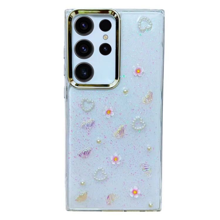 Three-dimensional Bow Pearl Love Flower TPU  Phone Case, For Samsung Galaxy S25 Ultra 5G, For Samsung Galaxy A16 5G, For Samsung Galaxy S24 FE 5G, For Samsung Galaxy A55, For Samsung Galaxy A35, For Samsung Galaxy S24 Ultra 5G, For Samsung Galaxy S24+ 5G