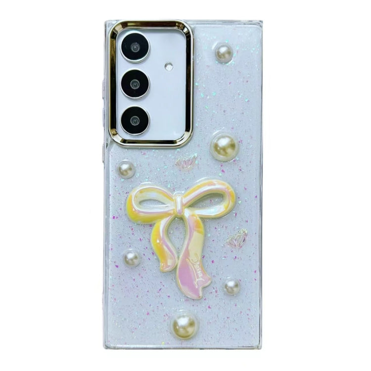 Three-dimensional Bow Pearl Love Flower TPU  Phone Case, For Samsung Galaxy S25 Ultra 5G, For Samsung Galaxy A16 5G, For Samsung Galaxy S24 FE 5G, For Samsung Galaxy A55, For Samsung Galaxy A35, For Samsung Galaxy S24 Ultra 5G, For Samsung Galaxy S24+ 5G