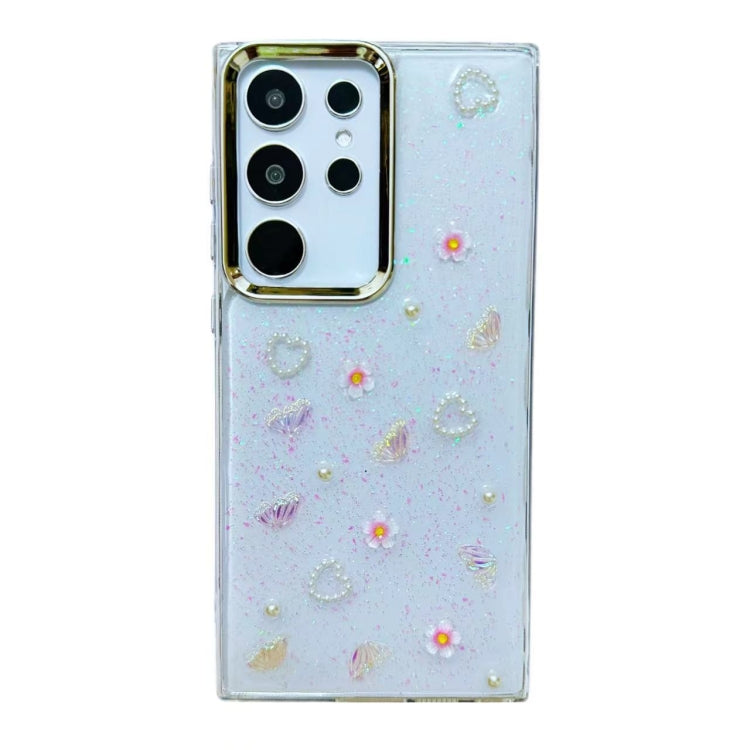 Three-dimensional Bow Pearl Love Flower TPU  Phone Case, For Samsung Galaxy S25 Ultra 5G, For Samsung Galaxy A16 5G, For Samsung Galaxy S24 FE 5G, For Samsung Galaxy A55, For Samsung Galaxy A35, For Samsung Galaxy S24 Ultra 5G, For Samsung Galaxy S24+ 5G