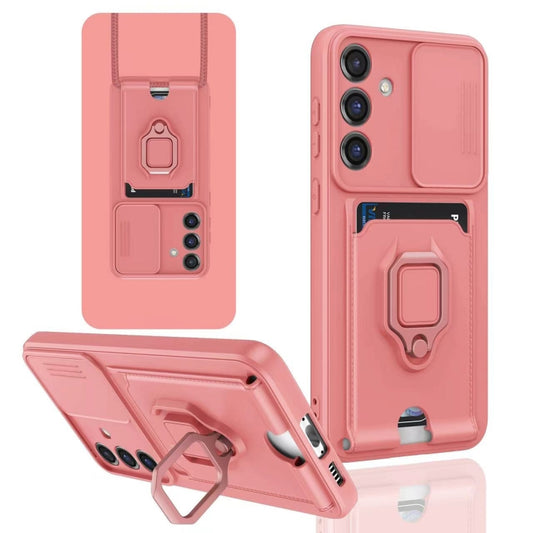 Sliding Camshield Magnetic Card Holder Silicone Phone Case, For Samsung Galaxy A13 5G, For Samsung Galaxy A52 4G / 5G, For Samsung Galaxy A12 4G, For Samsung Galaxy A23 4G / 5G