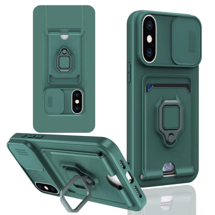 Sliding Camshield Magnetic Card Holder Silicone Phone Case, For iPhone 11 Pro, For iPhone XR, For iPhone XS Max, For iPhone X / XSS