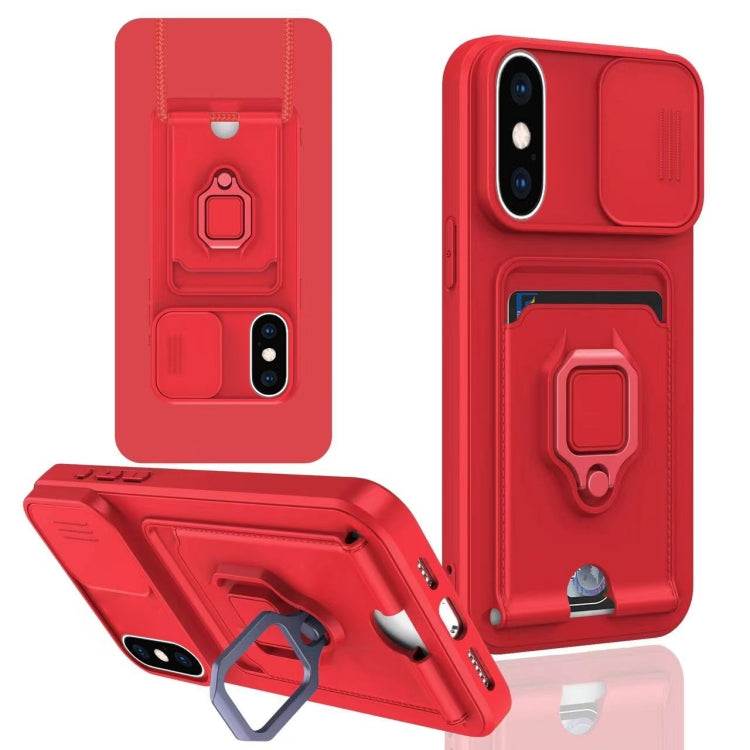 Sliding Camshield Magnetic Card Holder Silicone Phone Case, For iPhone 11 Pro, For iPhone XR, For iPhone XS Max, For iPhone X / XSS