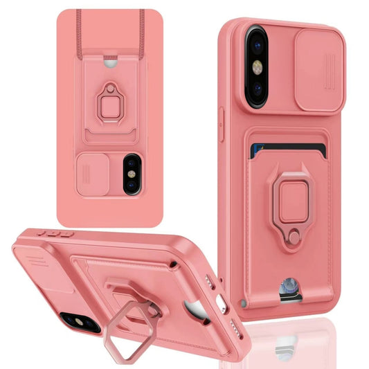 Sliding Camshield Magnetic Card Holder Silicone Phone Case, For iPhone X / XSS, For iPhone 7 / 8 / SE 2022, For iPhone 7 Plus / 8 Plus