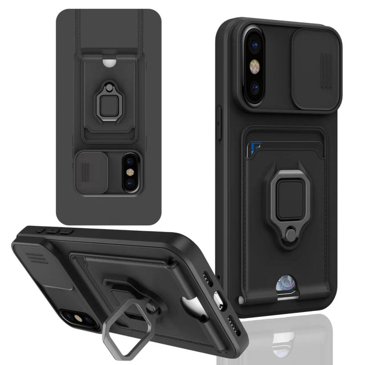 Sliding Camshield Magnetic Card Holder Silicone Phone Case, For iPhone 11 Pro, For iPhone XR, For iPhone XS Max, For iPhone X / XSS