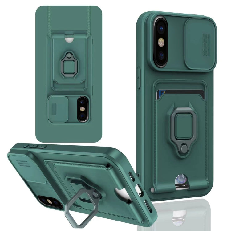 Sliding Camshield Magnetic Card Holder Silicone Phone Case, For iPhone 11 Pro, For iPhone XR, For iPhone XS Max, For iPhone X / XSS