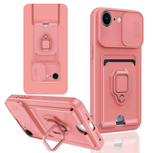 Sliding Camshield Magnetic Card Holder Silicone Phone Case, For iPhone 16e, For iPhone 16 Pro Max, For iPhone 16 Pro, For iPhone 16 Plus