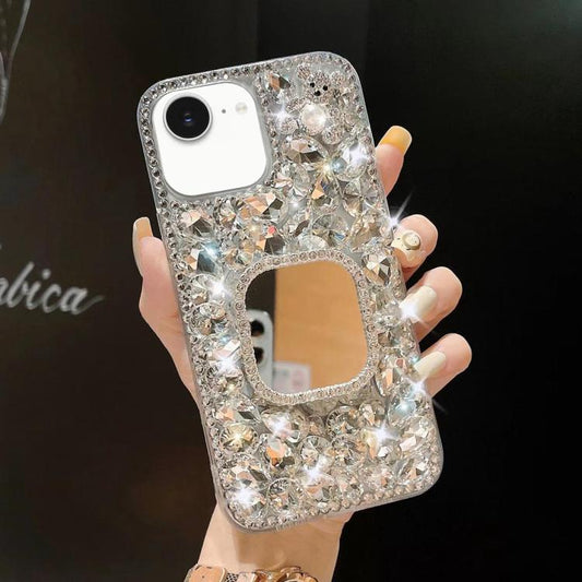 Mirror Handmade Bling Rhinestone PC Phone Case, For iPhone 16e, For iPhone 16 Pro Max, For iPhone 16 Pro, For iPhone 16 Plus, For iPhone 16, For iPhone 15 Pro Max