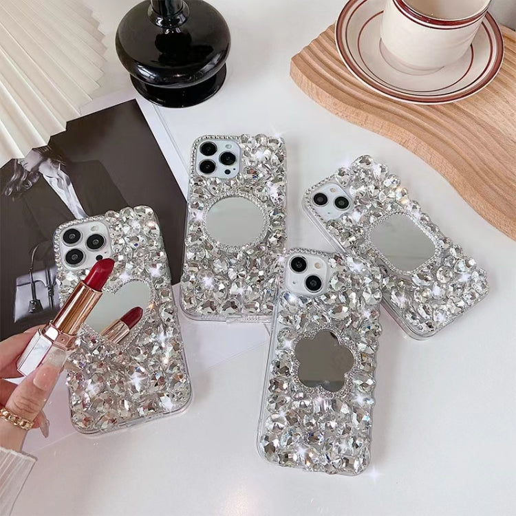 Mirror Handmade Bling Rhinestone PC Phone Case, For iPhone 16 Pro Max, For iPhone 16 Pro, For iPhone 16 Plus, For iPhone 16, For iPhone 15 Pro Max, For iPhone 15 Pro, For iPhone 15 Plus, For iPhone 15