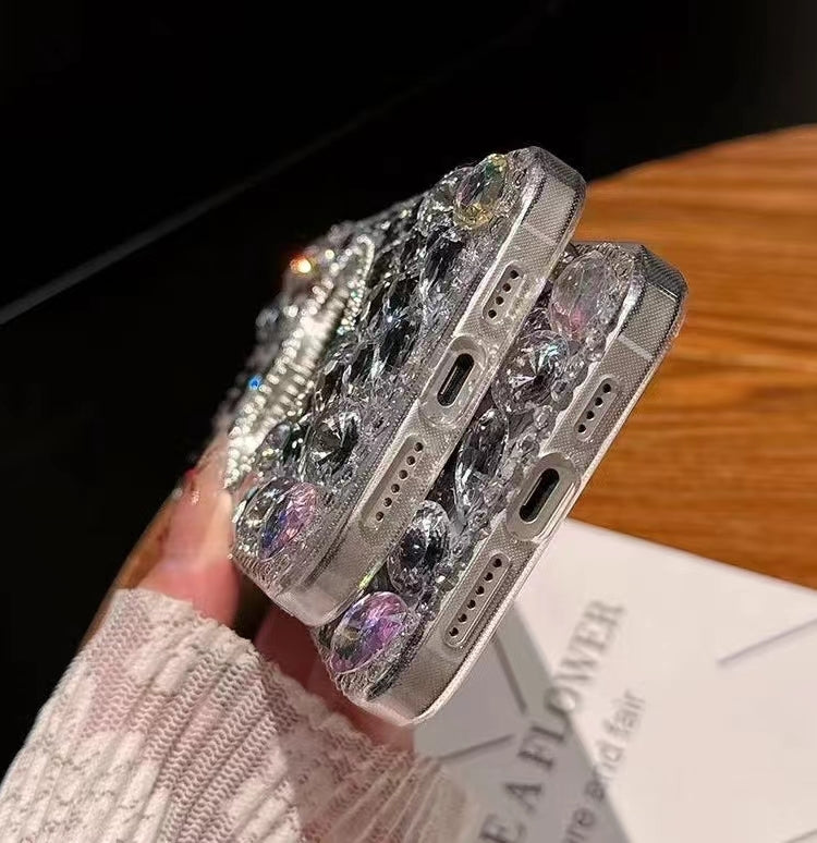 Mirror Handmade Bling Rhinestone PC Phone Case, For iPhone XS Max, For iPhone SE 2022 / 7 / 8, For iPhone X / XS, For iPhone 7 Plus / 8 Plus