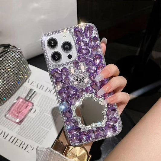 Diamond Mirror Bunny Handmade PC Phone Case, For iPhone 14 Pro, For iPhone 14 Pro Max, For iPhone 13 Pro Max, For iPhone 13 Pro, For iPhone 13, For iPhone 13 mini, For iPhone 12, For iPhone 12 Pro Max, For iPhone 12 Pro, For iPhone 12 mini