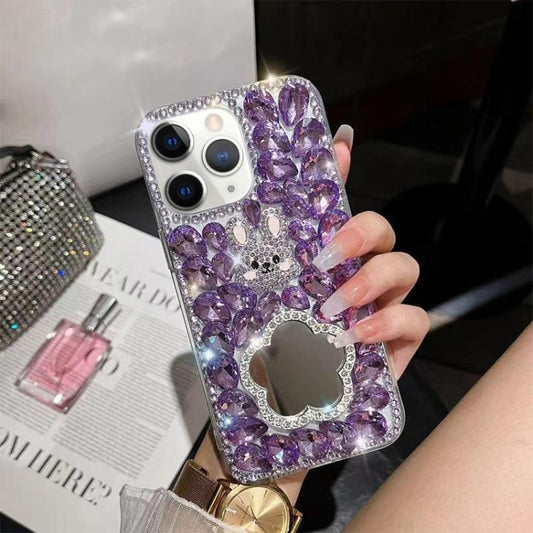 Diamond Mirror Bunny Handmade PC Phone Case, For iPhone 11 Pro Max, For iPhone 11, For iPhone 11 Pro, For iPhone XR, For iPhone XS Max, For iPhone SE 2022 /  7 / 8, For iPhone X / XS, For iPhone 7 Plus / 8 Plus