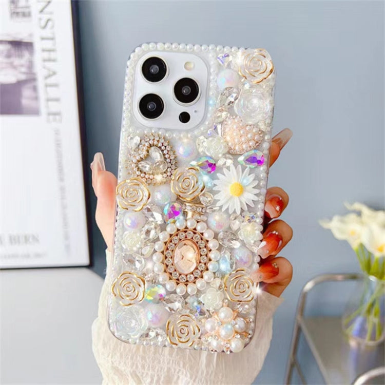 Diamond Inlaid Rose PC Phone Case, For iPhone 16 Pro Max, For iPhone 16 Pro, For iPhone 16 Plus, For iPhone 16, For iPhone 15 Pro Max, For iPhone 15 Pro, For iPhone 15 Plus, For iPhone 15