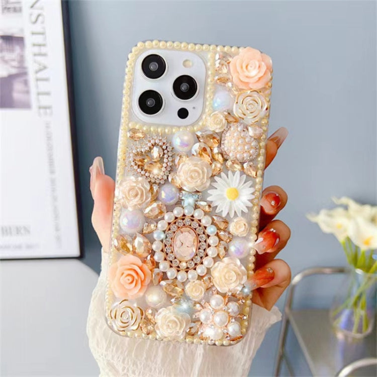 Diamond Inlaid Rose PC Phone Case, For iPhone 16 Pro Max, For iPhone 16 Pro, For iPhone 16 Plus, For iPhone 16, For iPhone 15 Pro Max, For iPhone 15 Pro, For iPhone 15 Plus, For iPhone 15