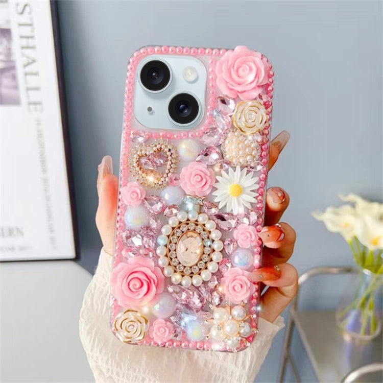 Diamond Inlaid Rose PC Phone Case, For iPhone 16 Pro Max, For iPhone 16 Pro, For iPhone 16 Plus, For iPhone 16, For iPhone 15 Pro Max, For iPhone 15 Pro, For iPhone 15 Plus, For iPhone 15