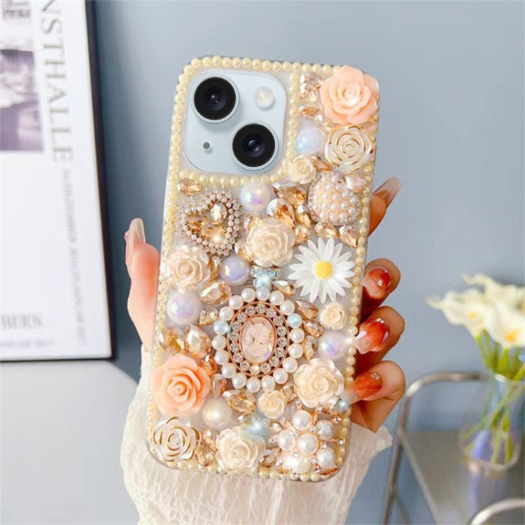 Diamond Inlaid Rose PC Phone Case, For iPhone 16 Pro Max, For iPhone 16 Pro, For iPhone 16 Plus, For iPhone 16, For iPhone 15 Pro Max, For iPhone 15 Pro, For iPhone 15 Plus, For iPhone 15