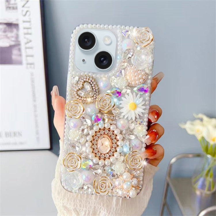 Diamond Inlaid Rose PC Phone Case, For iPhone 16 Pro Max, For iPhone 16 Pro, For iPhone 16 Plus, For iPhone 16, For iPhone 15 Pro Max, For iPhone 15 Pro, For iPhone 15 Plus, For iPhone 15