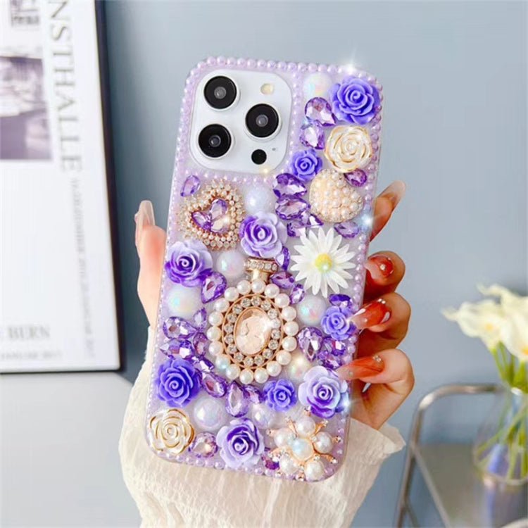 Diamond Inlaid Rose PC Phone Case, For iPhone 14 Plus, For iPhone 14, For iPhone 14 Pro, For iPhone 14 Pro Max, For iPhone 13 Pro Max, For iPhone 13 Pro, For iPhone 13, For iPhone 13 mini