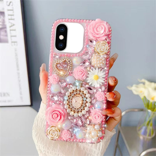 Diamond Inlaid Rose PC Phone Case, For iPhone XS Max, For iPhone 7 / 8, For iPhone X / XS, For iPhone 7 Plus / 8 Plus