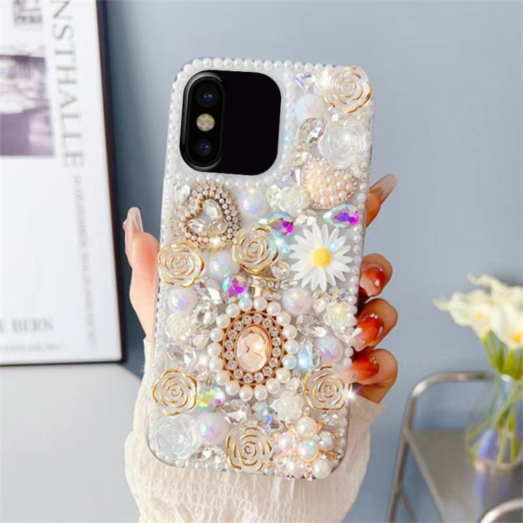 Diamond Inlaid Rose PC Phone Case, For iPhone XS Max, For iPhone 7 / 8, For iPhone X / XS, For iPhone 7 Plus / 8 Plus