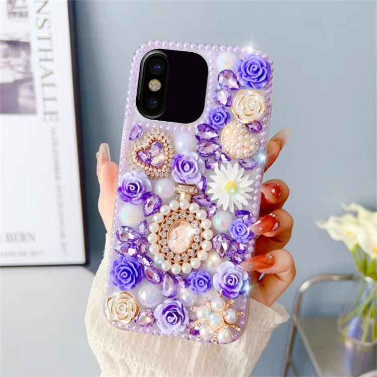 Diamond Inlaid Rose PC Phone Case, For iPhone XS Max, For iPhone 7 / 8, For iPhone X / XS, For iPhone 7 Plus / 8 Plus