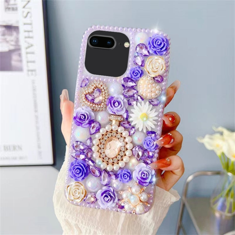 Diamond Inlaid Rose PC Phone Case, For iPhone XS Max, For iPhone 7 / 8, For iPhone X / XS, For iPhone 7 Plus / 8 Plus