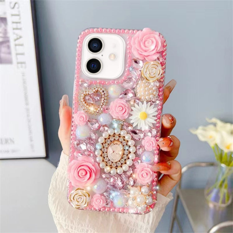 Diamond Inlaid Rose PC Phone Case, For iPhone 16 Pro Max, For iPhone 16 Pro, For iPhone 16 Plus, For iPhone 16, For iPhone 15 Pro Max, For iPhone 15 Pro, For iPhone 15 Plus, For iPhone 15