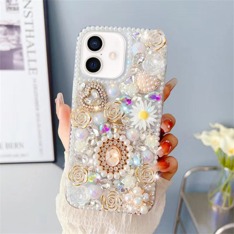 Diamond Inlaid Rose PC Phone Case, For iPhone 16 Pro Max, For iPhone 16 Pro, For iPhone 16 Plus, For iPhone 16, For iPhone 15 Pro Max, For iPhone 15 Pro, For iPhone 15 Plus, For iPhone 15