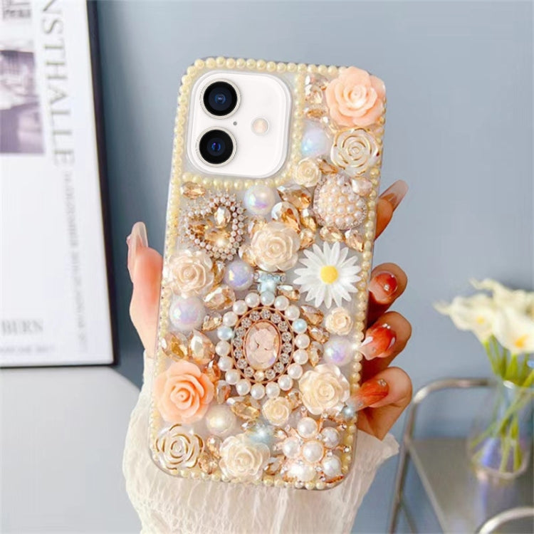 Diamond Inlaid Rose PC Phone Case, For iPhone 16 Pro Max, For iPhone 16 Pro, For iPhone 16 Plus, For iPhone 16, For iPhone 15 Pro Max, For iPhone 15 Pro, For iPhone 15 Plus, For iPhone 15