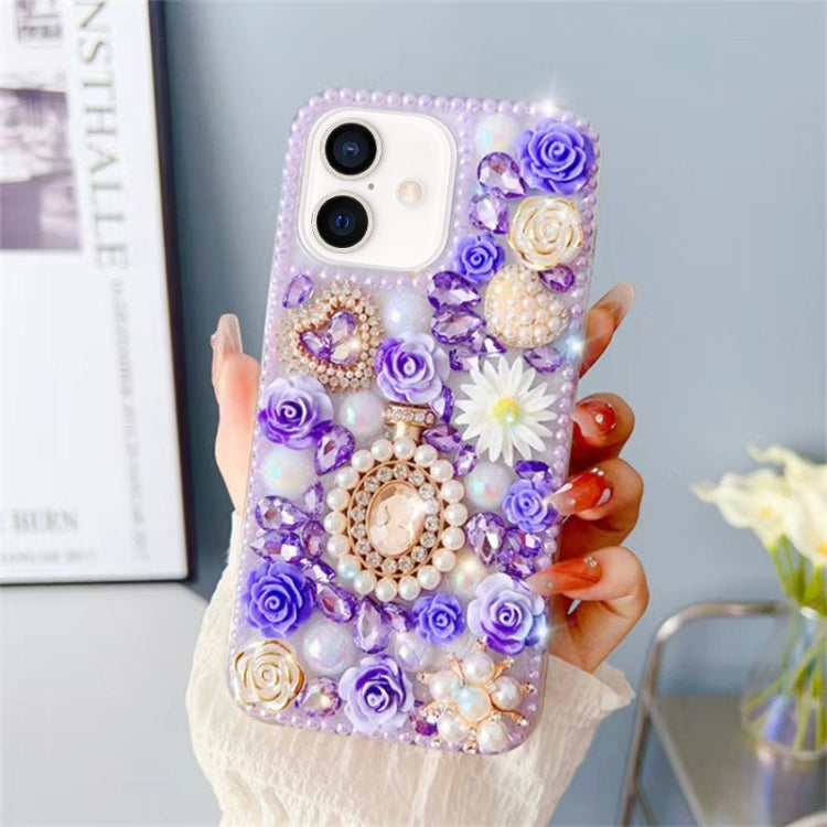 Diamond Inlaid Rose PC Phone Case, For iPhone 16 Pro Max, For iPhone 16 Pro, For iPhone 16 Plus, For iPhone 16, For iPhone 15 Pro Max, For iPhone 15 Pro, For iPhone 15 Plus, For iPhone 15