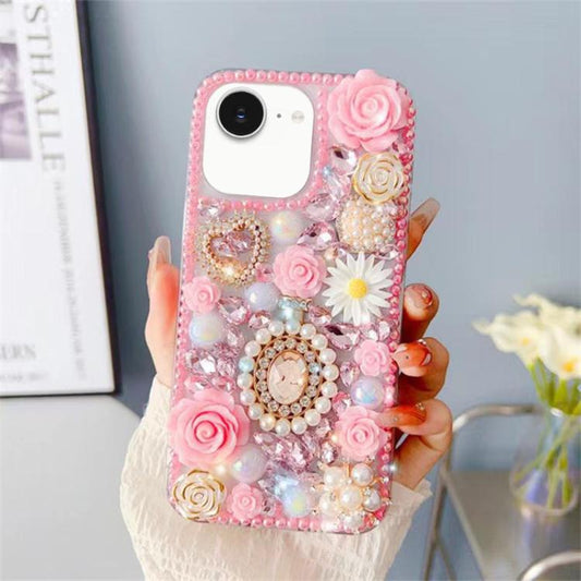 Diamond Inlaid Rose PC Phone Case, For iPhone 16e, For iPhone 16 Pro Max, For iPhone 16 Pro, For iPhone 16 Plus, For iPhone 16, For iPhone 15 Pro Max