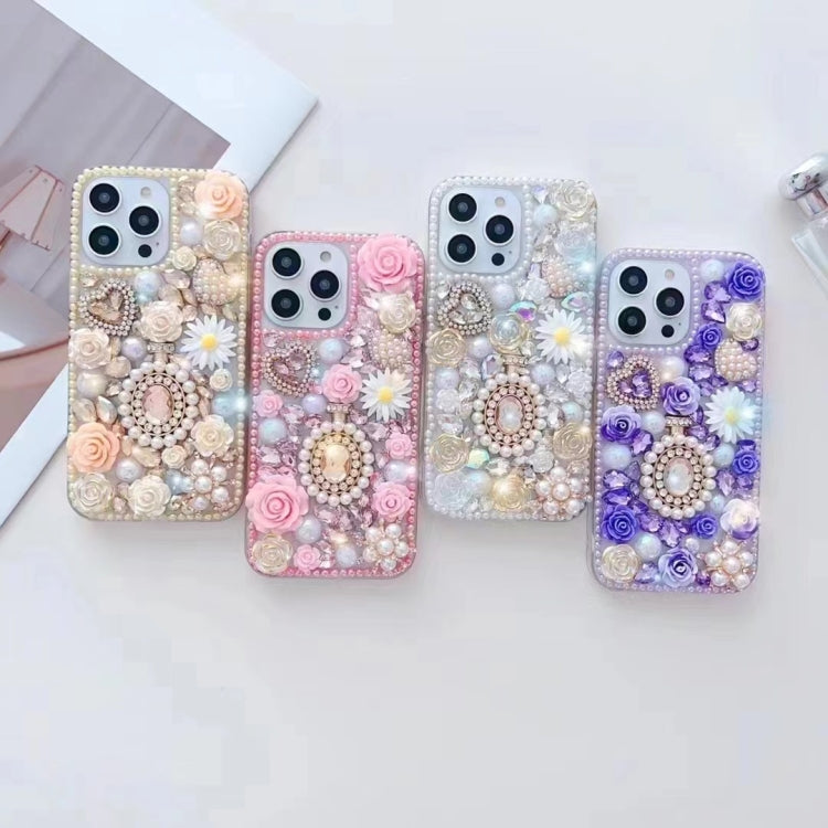 Diamond Inlaid Rose PC Phone Case, For iPhone 14 Plus, For iPhone 14, For iPhone 14 Pro, For iPhone 14 Pro Max, For iPhone 13 Pro Max, For iPhone 13 Pro, For iPhone 13, For iPhone 13 mini