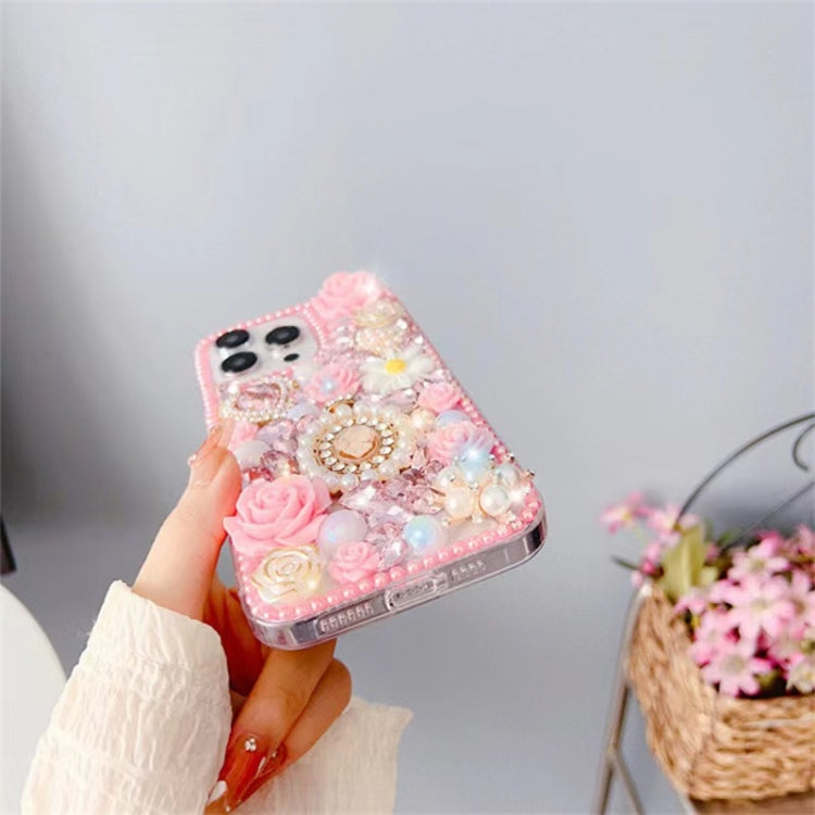 Diamond Inlaid Rose PC Phone Case, For iPhone 14 Plus, For iPhone 14, For iPhone 14 Pro, For iPhone 14 Pro Max, For iPhone 13 Pro Max, For iPhone 13 Pro, For iPhone 13, For iPhone 13 mini