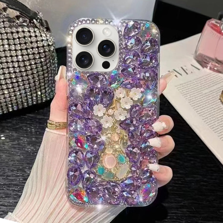 Plum Blossom Handmade Diamond Inlay PC Phone Case, For iPhone 16 Pro Max, For iPhone 16 Pro, For iPhone 16 Plus, For iPhone 16, For iPhone 15 Pro Max, For iPhone 15 Pro, For iPhone 15 Plus, For iPhone 15, For iPhone 14 Plus, For iPhone 14