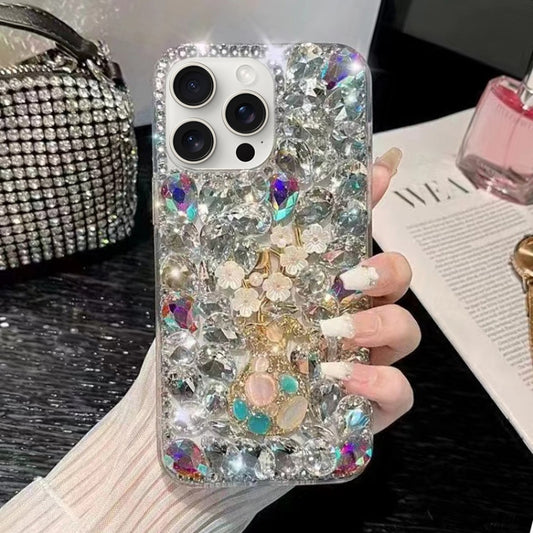 Plum Blossom Handmade Diamond Inlay PC Phone Case, For iPhone 11 Pro Max, For iPhone 11, For iPhone 11 Pro, For iPhone XR, For iPhone XS Max, For iPhone SE 2022 /  7 / 8, For iPhone X / XS, For iPhone 7 Plus / 8 Plus