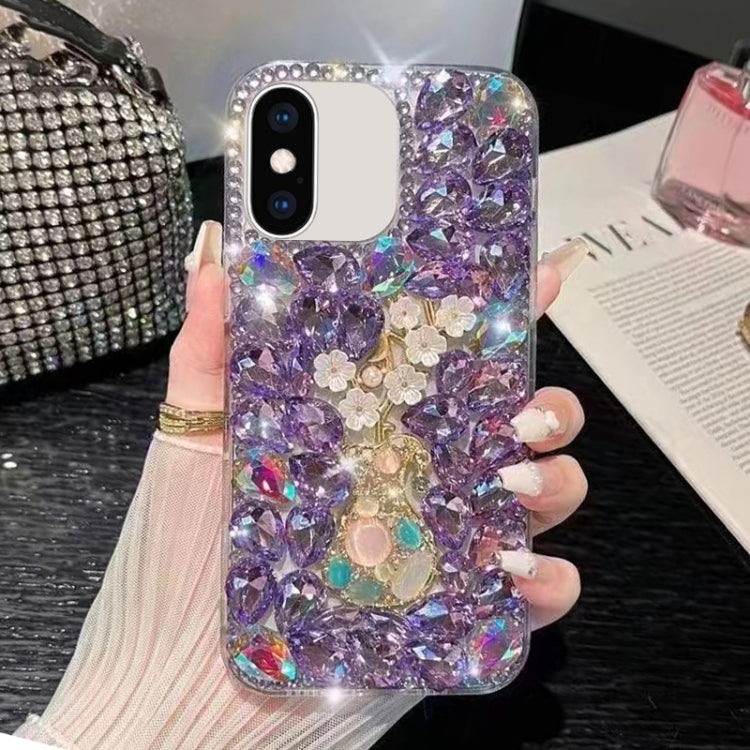 Plum Blossom Handmade Diamond Inlay PC Phone Case, For iPhone 11 Pro Max, For iPhone 11, For iPhone 11 Pro, For iPhone XR, For iPhone XS Max, For iPhone SE 2022 /  7 / 8, For iPhone X / XS, For iPhone 7 Plus / 8 Plus