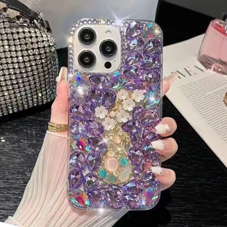 Plum Blossom Handmade Diamond Inlay PC Phone Case, For iPhone 16e, For iPhone 16 Pro Max, For iPhone 16 Pro, For iPhone 16 Plus, For iPhone 16, For iPhone 15 Pro Max, For iPhone 15 Pro, For iPhone 15 Plus