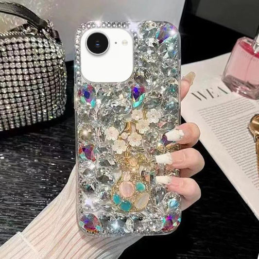 Plum Blossom Handmade Diamond Inlay PC Phone Case, For iPhone 16e, For iPhone 16 Pro Max, For iPhone 16 Pro, For iPhone 16 Plus, For iPhone 16, For iPhone 15 Pro Max, For iPhone 15 Pro, For iPhone 15 Plus